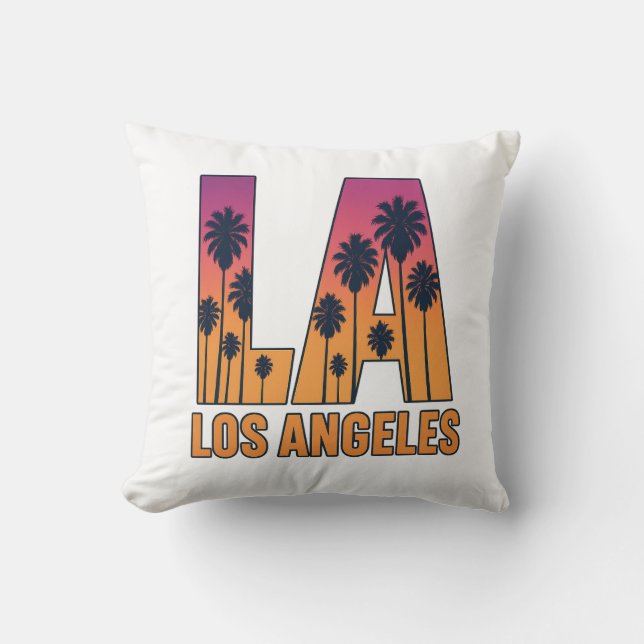 Almofada LA Los Angeles Palm Trees Sunset Retro Design (Frente)