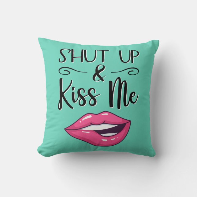 Almofada lábios de desenhos animados magenta calem a boca e (Frente)