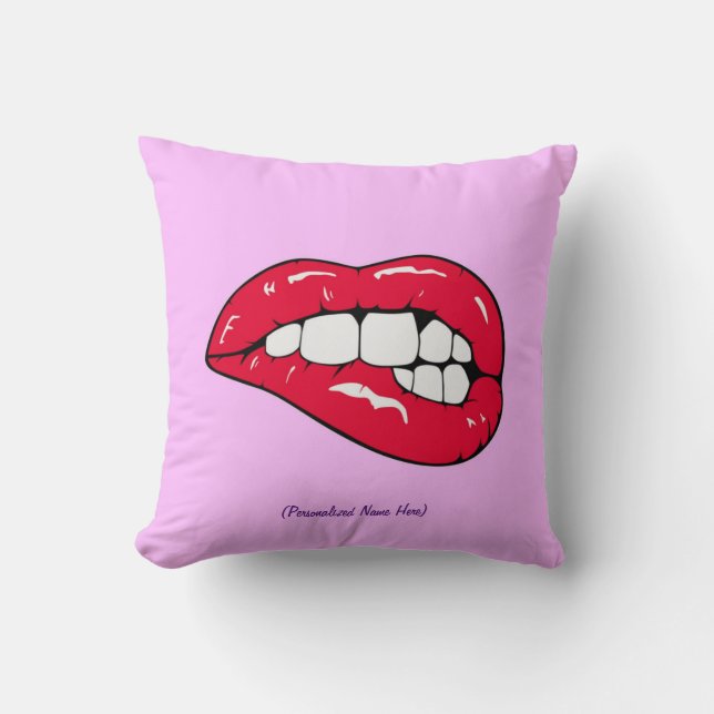 Almofada Lábios de nomes pessoais Garota rosa-quente (Frente)