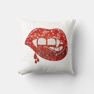 Almofada Lábios de vampiro com brilho de faux com derramame