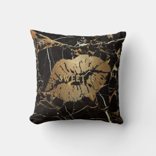 Almofada Lábios Dourados de Brilhante Negros Marble Sweet