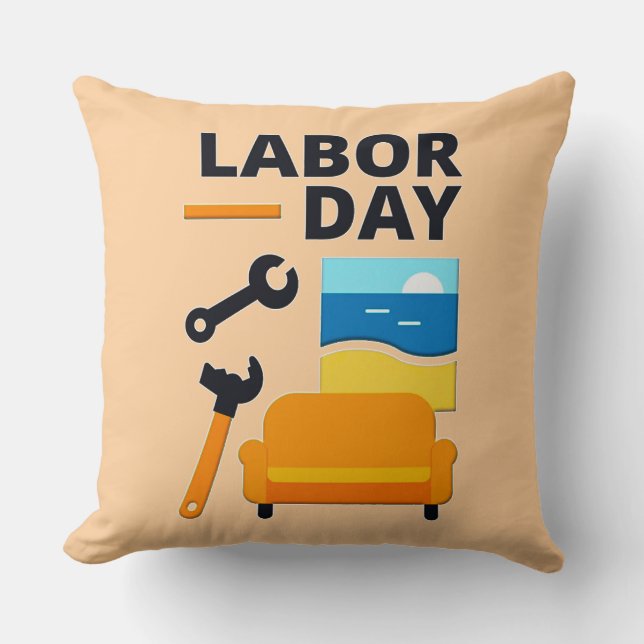 Almofada Labor Day Work Hard Relax Design with Tools (Frente)