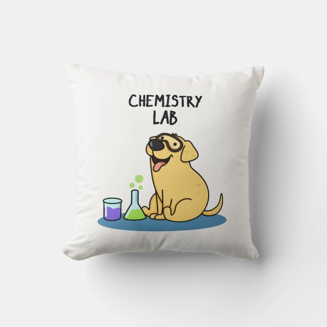 Almofada Laboratório de Química Funny Labrador Dog Pun (Frente)