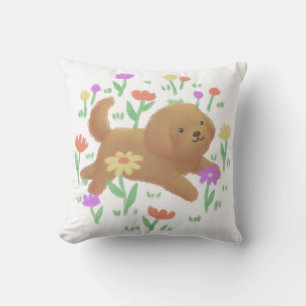 Almofada Labradoodle com Ilustração de Flores