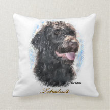 Labradoodle lança presentes de arte