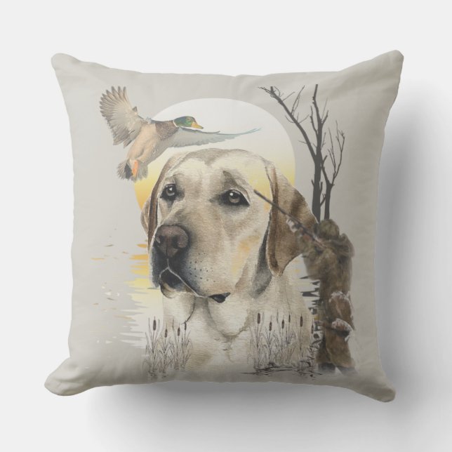 Almofada Labrador, caça de pato (Frente)