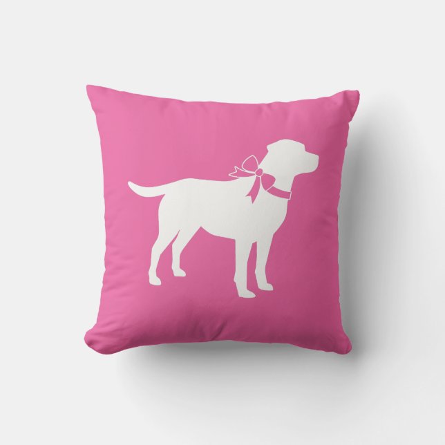 Almofada Labrador Chá de fraldas de Cachorro Rosa (Frente)
