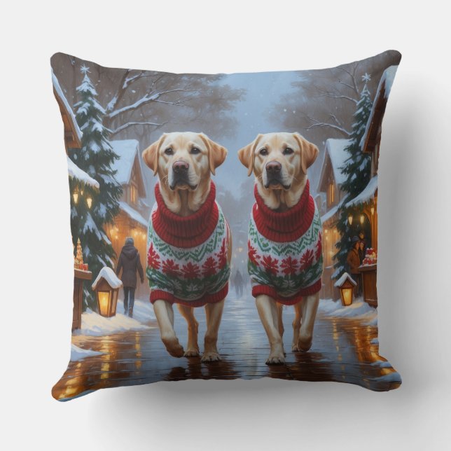Almofada Labrador Dogs Christmas Snow Holiday (Verso)