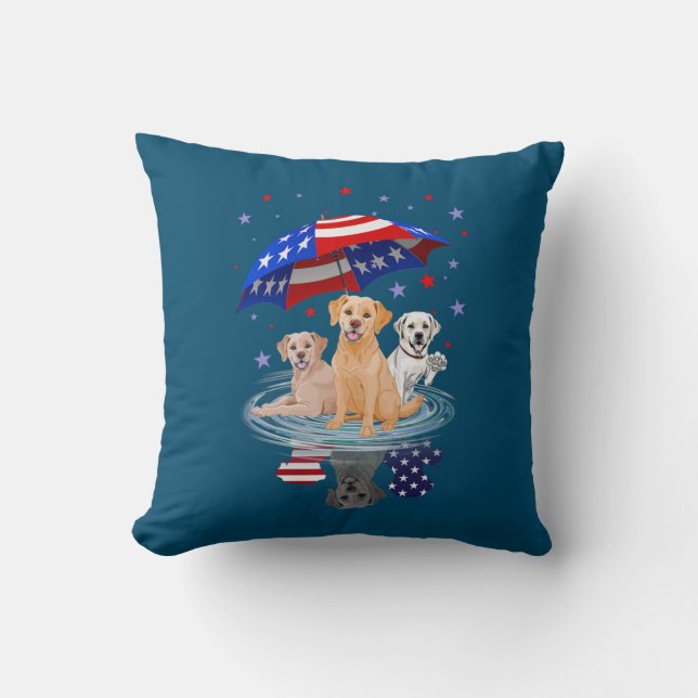 Almofada Labrador Retriever American Flag Shadow (Frente)