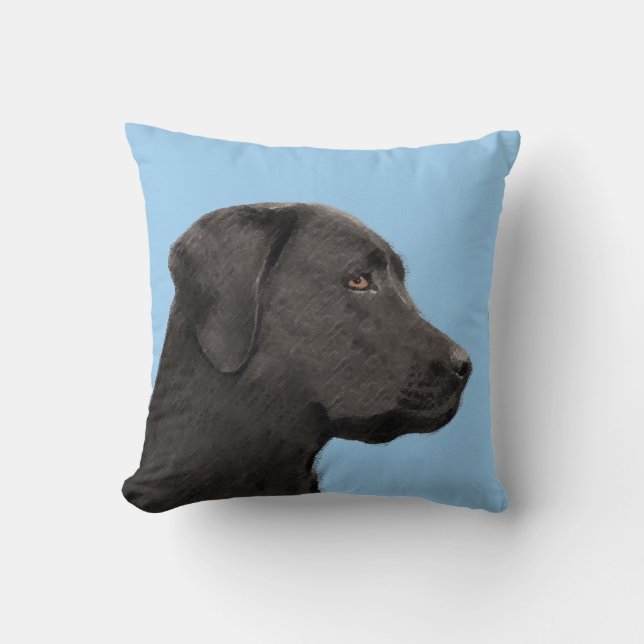 Almofada Labrador Retriever Black Pintura Original (Frente)