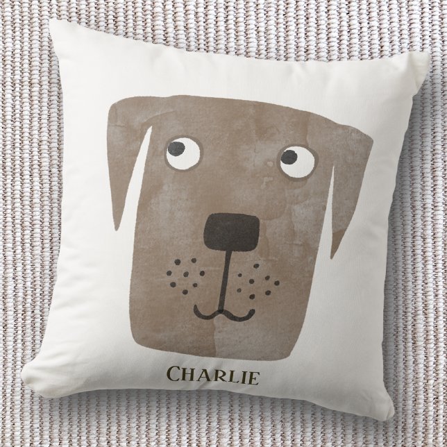 Almofada Labrador Retriever Chocolate Engraçado Cachorro No (Fun Chocolate brown Labrador Retriever dog personalized custom name throw pillow)