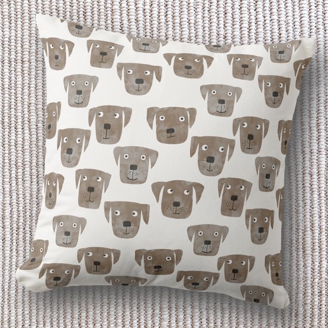 Almofada Labrador Retriever Chocolate Fofo (Fun Chocolate brown Labrador retriever dog pattern throw pillow)
