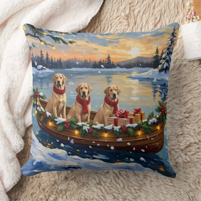 Almofada Labrador Retriever Christmas Boat Holiday (Cobertor)