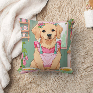 Almofada Labrador Retriever copo de chá cottagecore