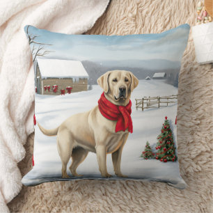 Almofada Labrador Retriever Dog no Natal da Neve