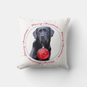 Almofada Labrador Retriever Feliz Natal Cão Negro Laborat