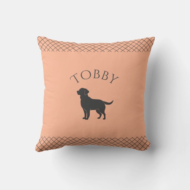 Almofada Labrador Retriever Laranja Pastel Personalizado  (Verso)
