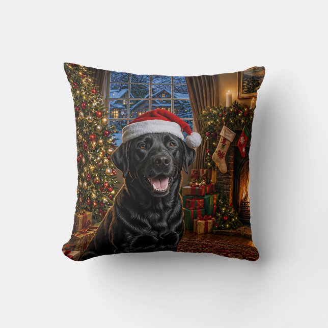 Almofada Labrador Retriever Preto de Férias  (Frente)