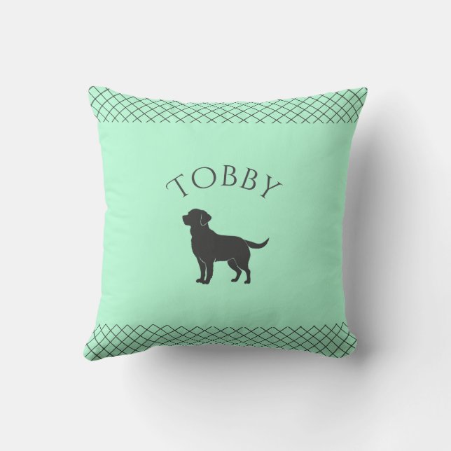 Almofada Labrador Retriever Verde Menta Personalizado Corre (Verso)
