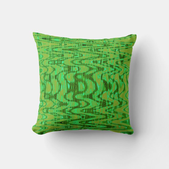 Almofada Laço Frio Verde e Dourado Abstrato Morre Retro On (Frente)