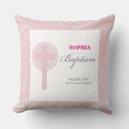 Almofada Lace Girl Baptism Rosa