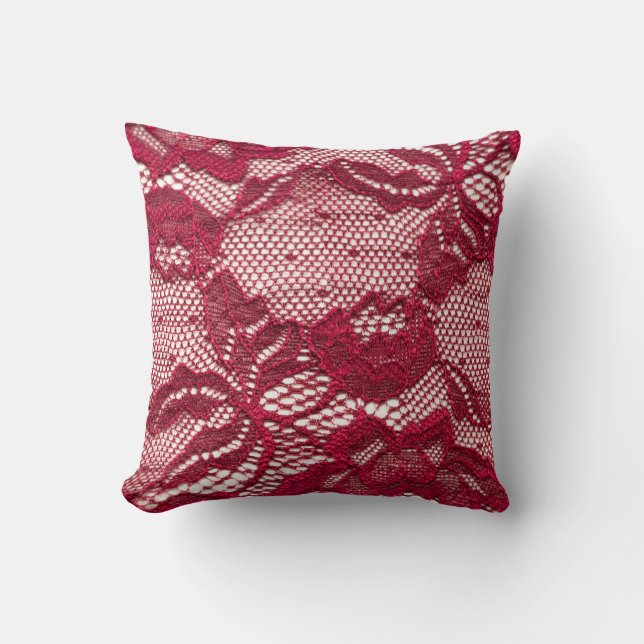 Almofada Lace vermelho: têxtil de gaquard elástica. (Frente)