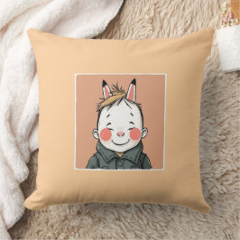 Almofada Lächelnder Junge mit Hasenohren Kindliche Freude 