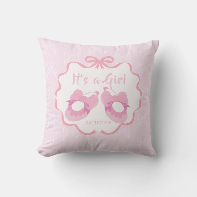 Almofada Laço de Fita É uma Menina Rosa (Frente)