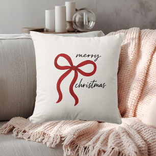 Almofada Laço de Fita Vermelha Minimalista Feliz Natal 