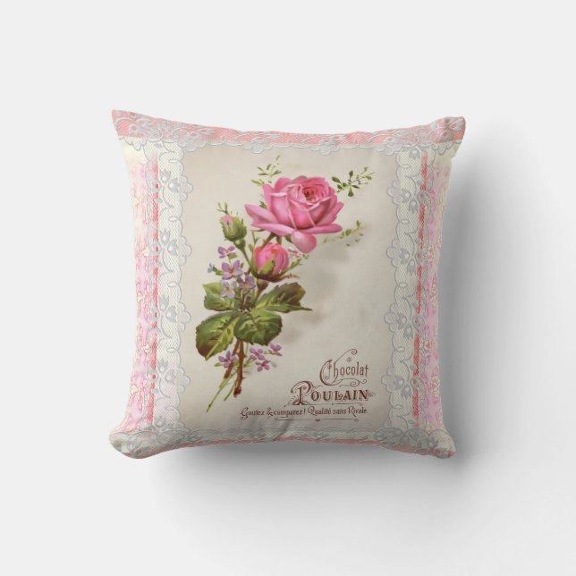 Almofada Laço do vintage de Chocolat Poulain (Frente)