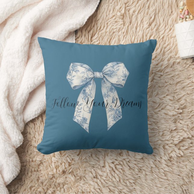 Almofada Laço Floral Branco Azul Natal (Cobertor)