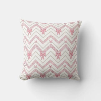 Almofada Laços de Fita Rosa Chevron Arte de Apoio ao Câncer