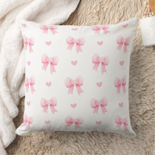 Almofada Laços Rosa Suave Coquette Padrão Sem Costura