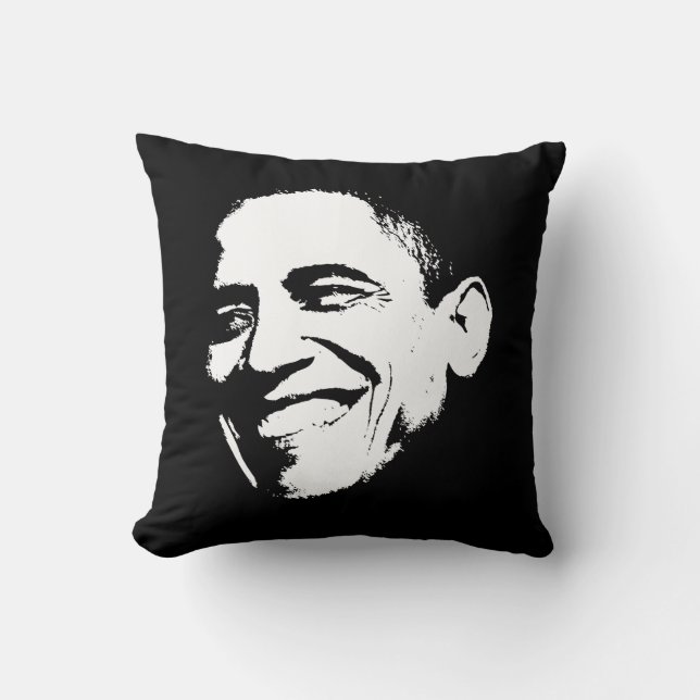 Almofada Lado do estêncil do sorriso de Obama (Frente)
