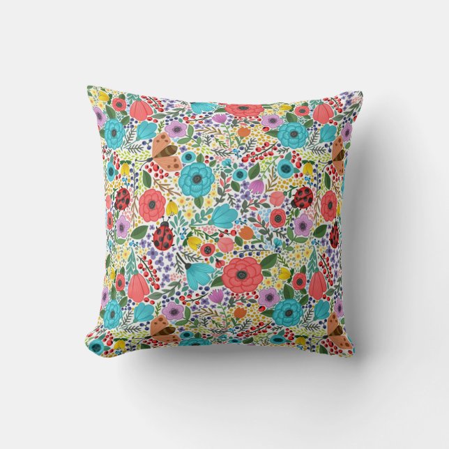 Almofada Lady Bugs e Flores (Frente)