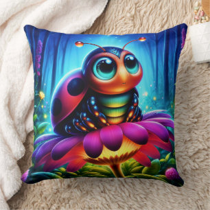 Almofada Ladybug bonito de olhos grandes com um brilho míst