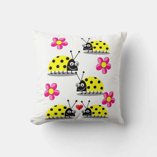Almofada ladybug do decodificador de travesseiros decorativ (Frente)