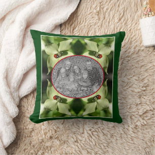 Almofada Ladybug No Dogwood Flower Frame Adicionar Sua Foto