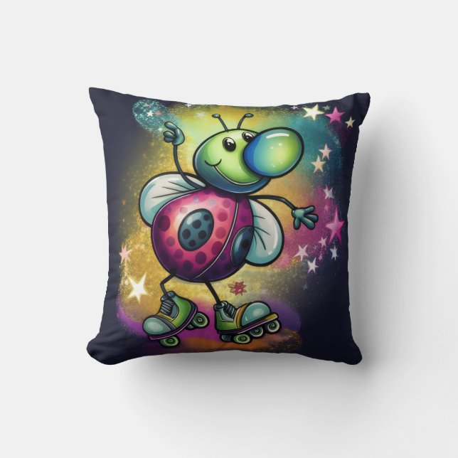 Almofada Ladybug Roller Disco Throw Pillow (Frente)