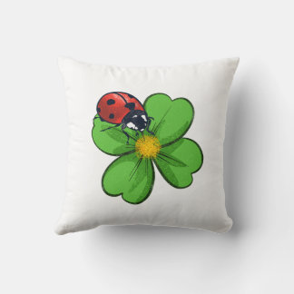 Almofada Ladybugs and Green Leaves Nature Illustration Past