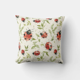 Almofada Ladybugs Leaves Red White Dots