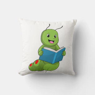 Almofada Lagarta em Leitura com Livro