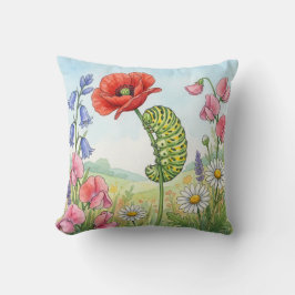 Almofada Lagarta Fofa e Flores Insetos Minúsculos