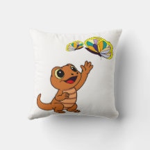 Lagarto de Desenho Animado Marrom Fofo Alcançando 
