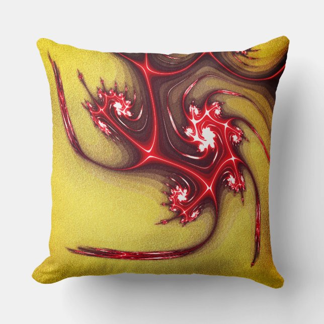 Almofada Lagarto fractal avermelhado em textura grosseira d (Frente)