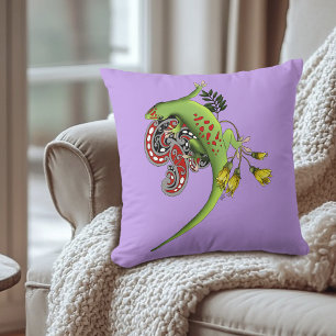 Almofada Lagarto Verde Tribal Lavanda Vermelho