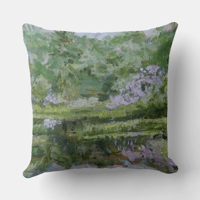 Almofada Lago artístico country em Primavera (Verso)