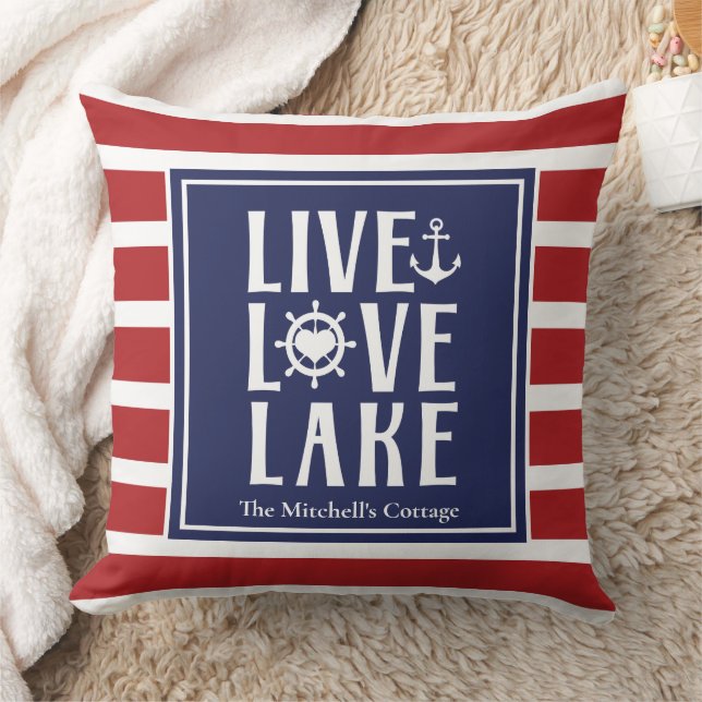 Almofada Lago Live Love - Quote Lakehouse Náutico (Cobertor)