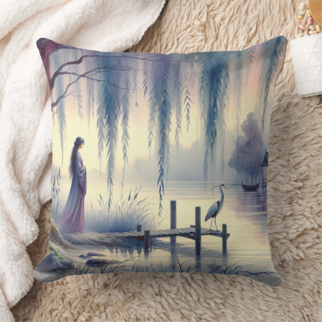 Almofada Lago Serene Fantasy com Willow e Heron (Cobertor)