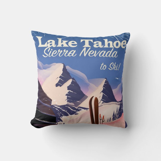 Almofada Lago Tahoe sererra nevada vintage impressão (Frente)
